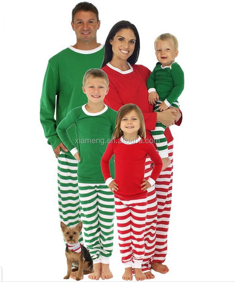 custom green and white cotton blank stripe christmas family 